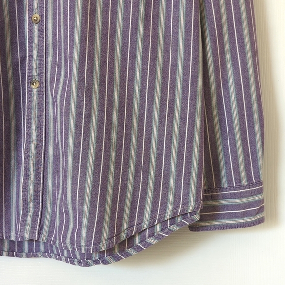 L.L. Bean 90's Vintage Classic Striped Long Sleeve Button Down Shirt Purple XXL - Picture 8 of 12